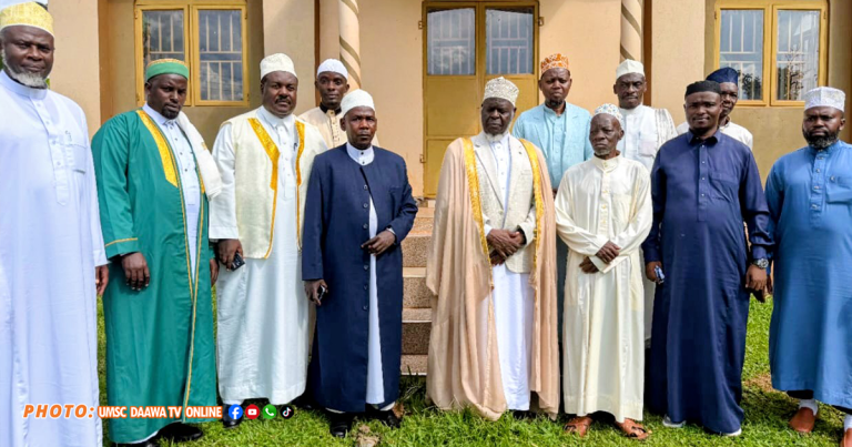 Mufti Sheikh Shaban Ramadhan Mubaje addressing Muslims during memorial prayers in Mityana